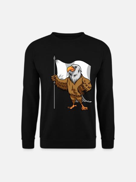 Stolzer Adler mit Friedens Fahne Weißkopfseeadler - Unisex Pullover - Schwarz