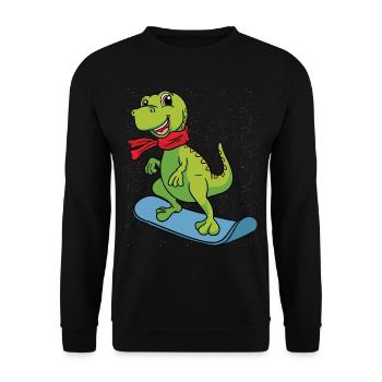 Snowboard Dino Dinosaurier Geschenk Kinder Jungen - Unisex Pullover - Schwarz - Vorne - Alina (178cm) & Michal (187cm)