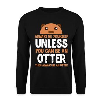 Otter Lustig Wassermarder Shirt Süß Geschenk Geek - Unisex Pullover - Schwarz - Vorne - Alina (178cm) & Michal (187cm)