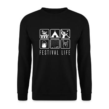 Lustiges Festival Life Musik Festival Design - Unisex Pullover - Schwarz - Vorne - Alina (178cm) & Michal (187cm)