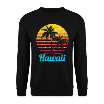 Hawaii USA Palmen Strand - Unisex Pullover - Schwarz - Vorne - Alina (178cm) & Michal (187cm)