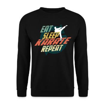 EAT SLEEP KARATE REPEAT - Unisex Sweatshirt - black - Front - Alina (178cm) & Michal (187cm)