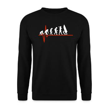 Windsurfing Heartbeat - EVOLUTION OF WINDSURFING - Unisex Pullover - Schwarz - Vorne - Alina (178cm) & Michal (187cm)