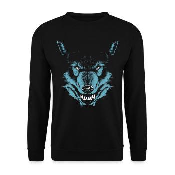 Wolf Kopf Tier - Unisex Pullover - Schwarz - Vorne - Alina (178cm) & Michal (187cm)