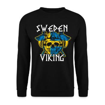 Schweden Sverige Wikinger Flagge Skandinavie - Unisex Pullover - Schwarz - Vorne - Alina (178cm) & Michal (187cm)