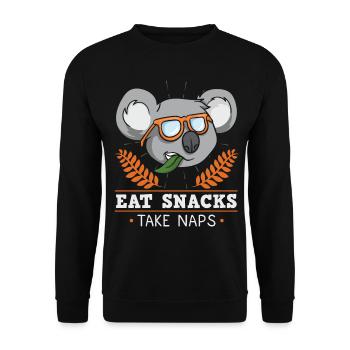 Snacks Siesta Sleeping Koala Chill Gift - Unisex Sweatshirt - black - Front - Alina (178cm) & Michal (187cm)