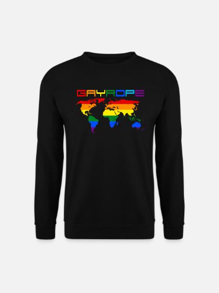 Gayrope - Europa, Welt, Gay, Schwul, Love Parade - Unisex Pullover - Schwarz