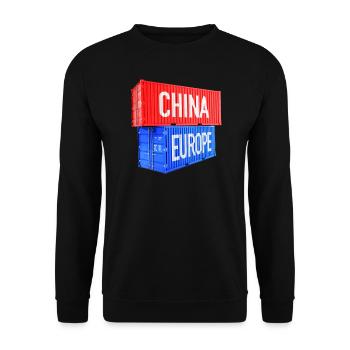 Europe and China Containers - Euro, EU, World - Unisex Sweatshirt - black - Front - Alina (178cm) & Michal (187cm)