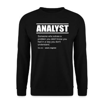 Funny Description Tshirt Analyst Edition - Unisex Pullover - Schwarz - Vorne - Alina (178cm) & Michal (187cm)