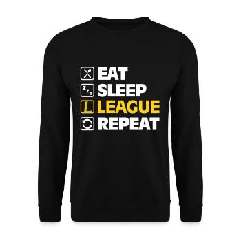 Eat Sleep League Repeat Bronze Master Legend LoL - Unisex Pullover - Schwarz - Vorne - Alina (178cm) & Michal (187cm)