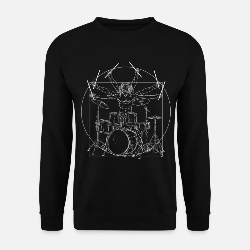 Schlagzeug Da Vinci - Drummer Vitruv Rock Geschenk - Unisex Pullover - Schwarz