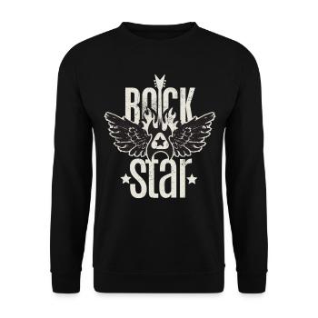 Rock Star Gitarrist Design, Geschenk Gitarren Fan - Unisex Pullover - Schwarz - Vorne - Alina (178cm) & Michal (187cm)