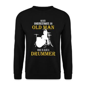Old Man Drums - Cadeau Musicien Batteur - Sweat-shirt Unisexe - noir - Devant - Alina (178cm) & Michal (187cm)