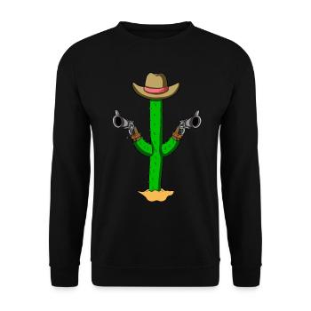 CACTUS COWBOY GUN - KAKTUS OUTLAW - WESTERN STYLE - Unisex Pullover - Schwarz - Vorne - Alina (178cm) & Michal (187cm)