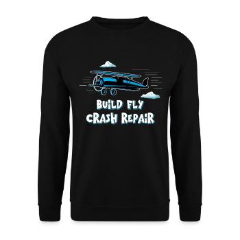 Build Fly Crash Repair Model Airplane - Unisex Sweatshirt - black - Front - Alina (178cm) & Michal (187cm)