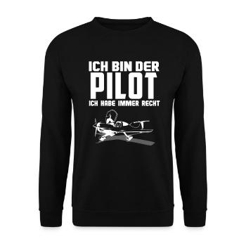 Ich bin der Pilot, ich habe immer Recht - Unisex Pullover - Schwarz - Vorne - Alina (178cm) & Michal (187cm)