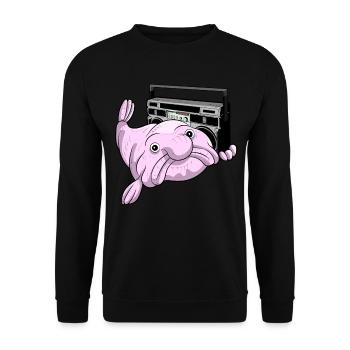 BLOBFISH GHETTOBLASTER COOL ATTITUDE DEEP SEA DUDE - Unisex Sweatshirt - black - Front - Alina (178cm) & Michal (187cm)