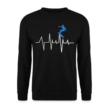 Surfer Herzschlag - Unisex Pullover - Schwarz - Vorne - Alina (178cm) & Michal (187cm)