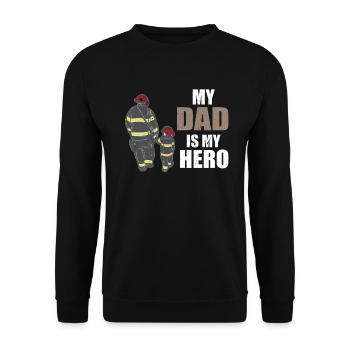 MON PAPA EST MON HERO FIREMAN PAPA HERO - Sweat-shirt Unisexe - noir - Devant - Alina (178cm) & Michal (187cm)