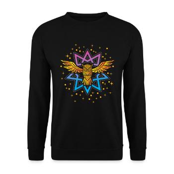Owl Boho Gold Symbol - Unisex Sweatshirt - black - Front - Alina (178cm) & Michal (187cm)