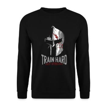 Train dur Spartan Helmet Sparta Gym Cadeau - Sweat-shirt Unisexe - noir - Devant - Alina (178cm) & Michal (187cm)
