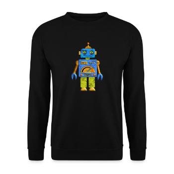 Hey Robot Roboter Vintage - Unisex Pullover - Schwarz - Vorne - Alina (178cm) & Michal (187cm)