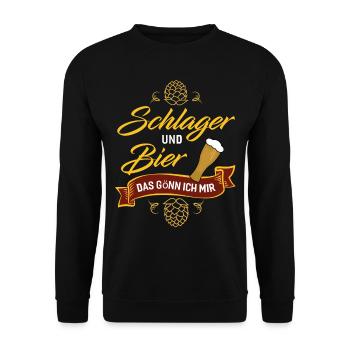 Schlager und Bier das gönn ich mir Mallorca - Unisex Pullover - Schwarz - Vorne - Alina (178cm) & Michal (187cm)