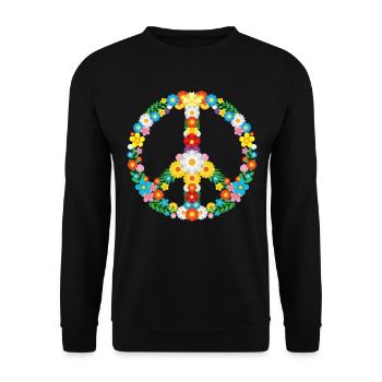 Peace Zeichen Blumen 60s Frieden - Unisex Pullover - Schwarz - Vorne - Alina (178cm) & Michal (187cm)