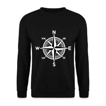 White Wind Rose Compass Nautical Direction - Unisex Sweatshirt - black - Front - Alina (178cm) & Michal (187cm)