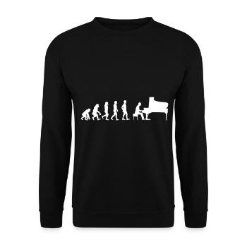 Piano Evolution - Klavier Pianist Musiker Geschenk - Unisex Pullover - Schwarz - Vorne - Alina (178cm) & Michal (187cm)