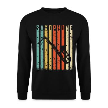 Vintage Saxophon - Saxophonist Musik Jazz Geschenk - Unisex Pullover - Schwarz - Vorne - Alina (178cm) & Michal (187cm)