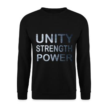 Cool & Awesome Unity Tshirt Design Unity Strength - Unisex Sweatshirt - black - Front - Alina (178cm) & Michal (187cm)