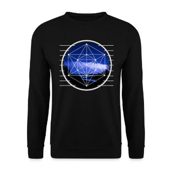 Metatron Hexagon Cube Grafikdesign - Unisex Pullover - Schwarz - Vorne - Alina (178cm) & Michal (187cm)