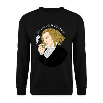 Friedrich Schiller Cannabis Weed Poet Chiller - Unisex Pullover - Schwarz - Vorne - Alina (178cm) & Michal (187cm)