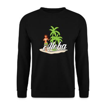 ALOHA HULA GIRL TROPICAL ICELAND - Unisex Sweatshirt - black - Front - Alina (178cm) & Michal (187cm)