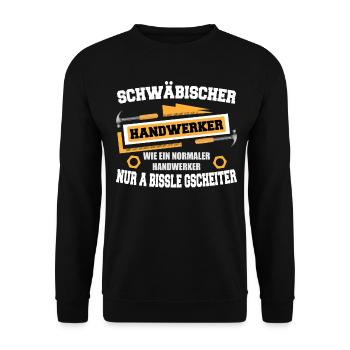 SCHWÄBISCHER HANDWERKER - COOLES SCHWABEN DESIGN - Unisex Pullover - Schwarz - Vorne - Alina (178cm) & Michal (187cm)