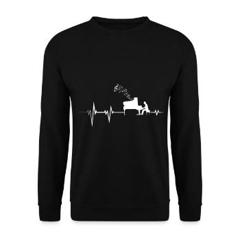 Piano Evolution - Klavier Pianist Musiker Geschenk - Unisex Pullover - Schwarz - Vorne - Alina (178cm) & Michal (187cm)