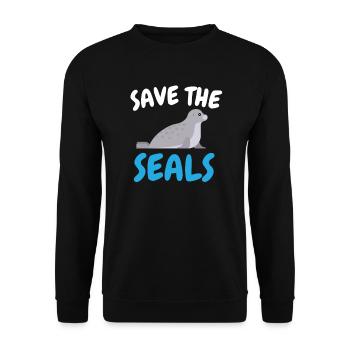 Save the seals seal animal protection sea lion sweet - Unisex Sweatshirt - black - Front - Alina (178cm) & Michal (187cm)