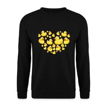 Gummienten Herz Süß Kinder Familie Entchen Entlein - Unisex Pullover - Schwarz - Vorne - Alina (178cm) & Michal (187cm)