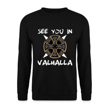 SEE YOU IN VALHALLA WIKINGER GERMAN NORTHERN MEN - Unisex Sweatshirt - black - Front - Alina (178cm) & Michal (187cm)