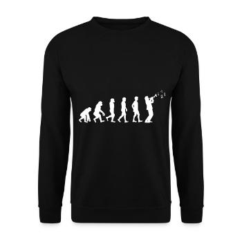 Trumpet Evolution - Jazz Musician Gift - Unisex Sweatshirt - black - Front - Alina (178cm) & Michal (187cm)