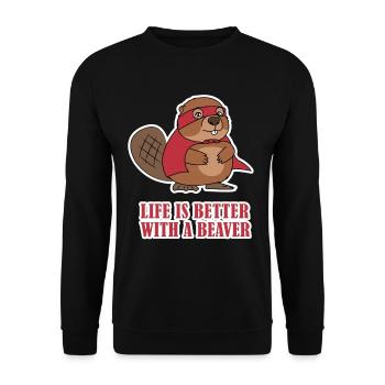 Superhero beaver river life swimming gift - Unisex Sweatshirt - black - Front - Alina (178cm) & Michal (187cm)