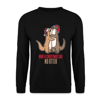 Weihnachten Otter - Unisex Pullover - Schwarz - Vorne - Alina (178cm) & Michal (187cm)