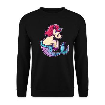 Unicorn mermaid animal fish magic gift - Unisex Sweatshirt - black - Front - Alina (178cm) & Michal (187cm)