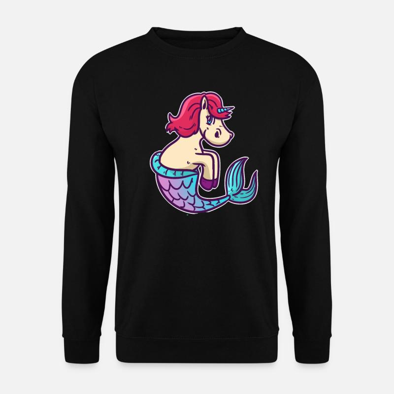 Einhorn Meerjungfrau Tier Fisch Magie Geschenk - Unisex Pullover - Schwarz