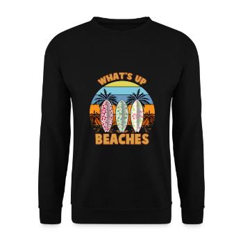 Surfing Whats Up Beaches Beach Party - Unisex Sweatshirt - black - Front - Alina (178cm) & Michal (187cm)