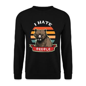 I hate people - bear grizzly brown bear gift - Unisex Sweatshirt - black - Front - Alina (178cm) & Michal (187cm)