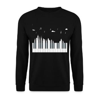 Piano Skyline - Piano Keyboard Musician Gift - Unisex Sweatshirt - black - Front - Alina (178cm) & Michal (187cm)