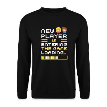 New Player Is Entering The Game Loading Schwanger - Unisex Pullover - Schwarz - Vorne - Alina (178cm) & Michal (187cm)