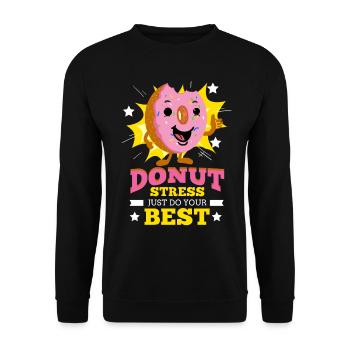 Retraites Phase Don Cadeau Enseignant Donut Stress - Sweat-shirt Unisexe - noir - Devant - Alina (178cm) & Michal (187cm)